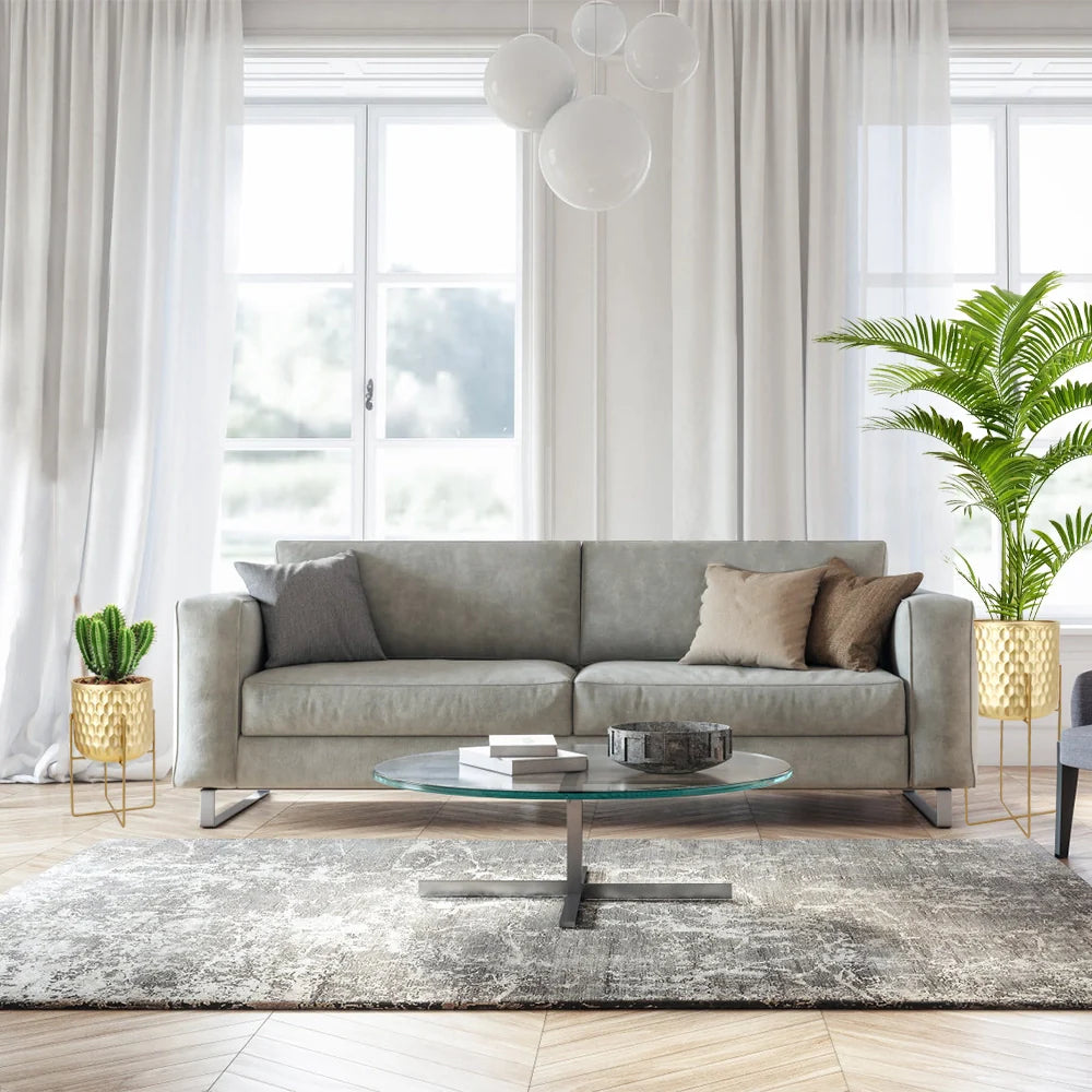 Golden Honeycomb Embossed Flowerpots Set of 2 - Luxury Home Decor