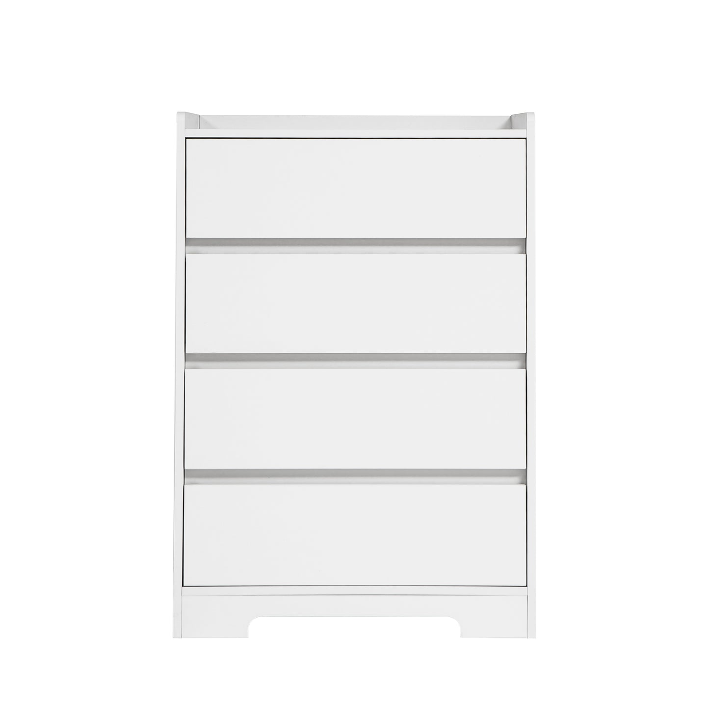 4 Drawer Dresser, Chest Of Drawers Without Handle, White Dresser For Bedroom Waterproof, Modern Wooden Cabinet With Sturdy Frame For Living Room, Entryway, Bedroom, Hallway, Office