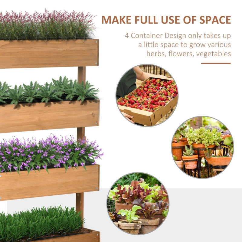 4 Tier Raised Garden Bed, Wooden Planter Box, Self-Draining With Bed Liner For Indoor Outdoor Flowers