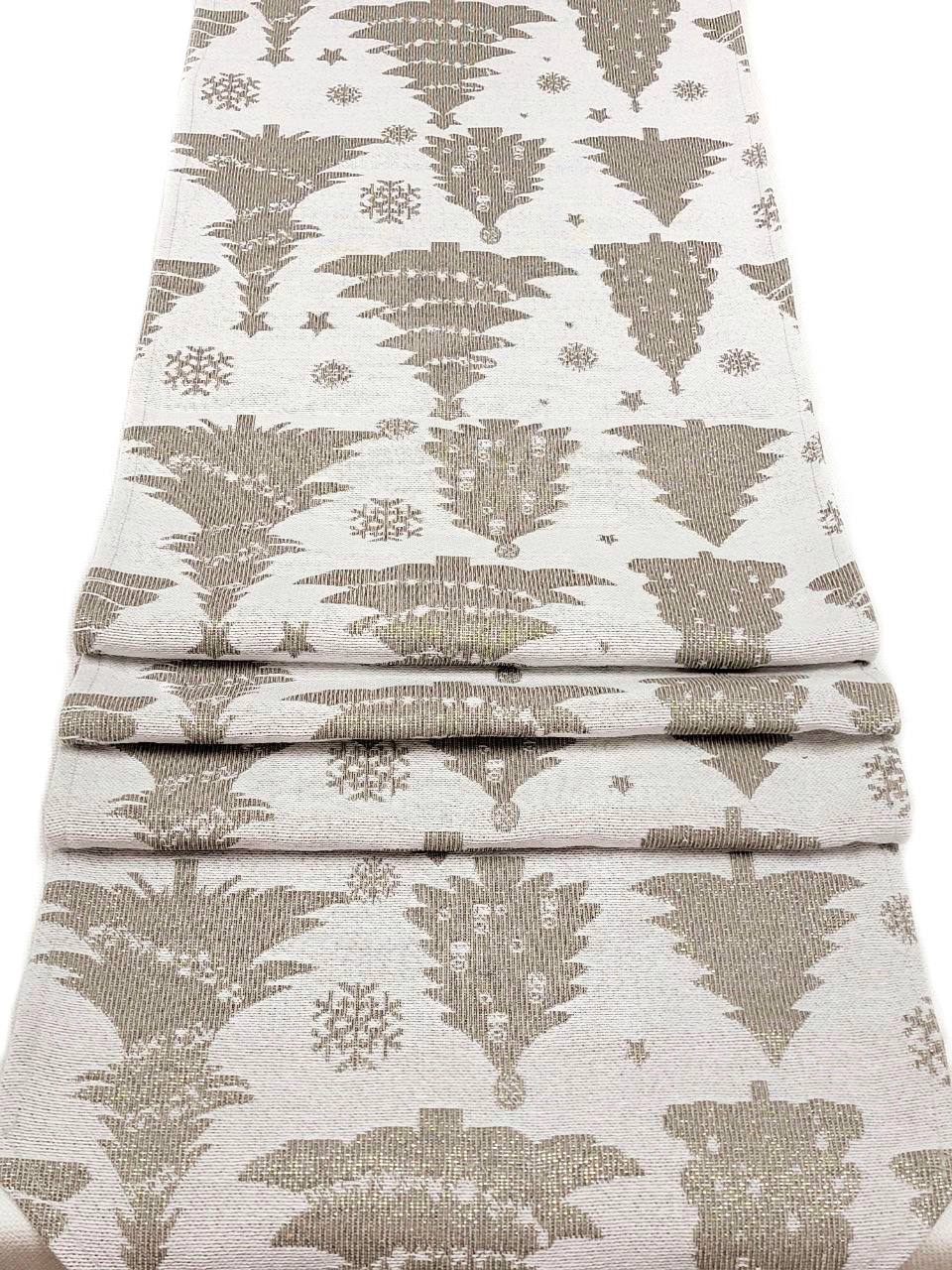 Silver Pine Trees Christmas Table Runner - Festive Holiday Decor