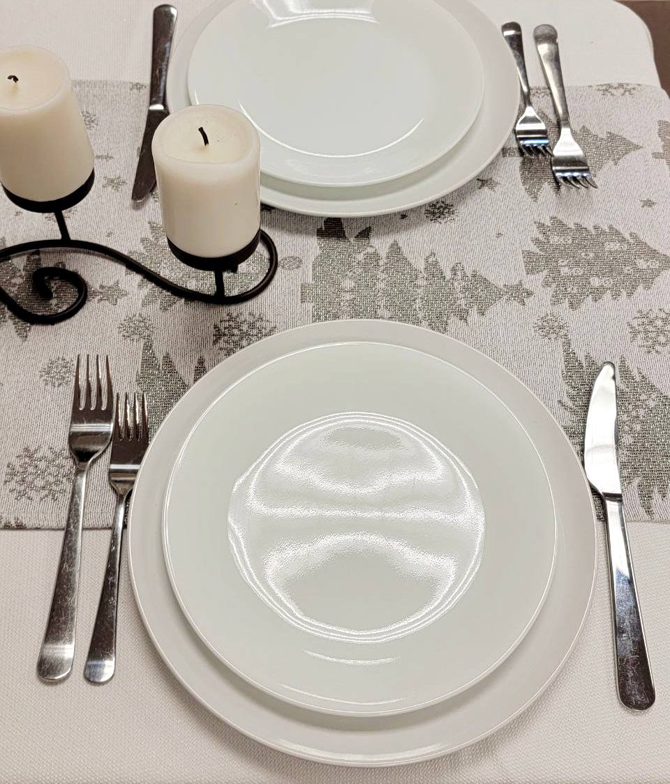 Silver Pine Trees Christmas Table Runner - Festive Holiday Decor