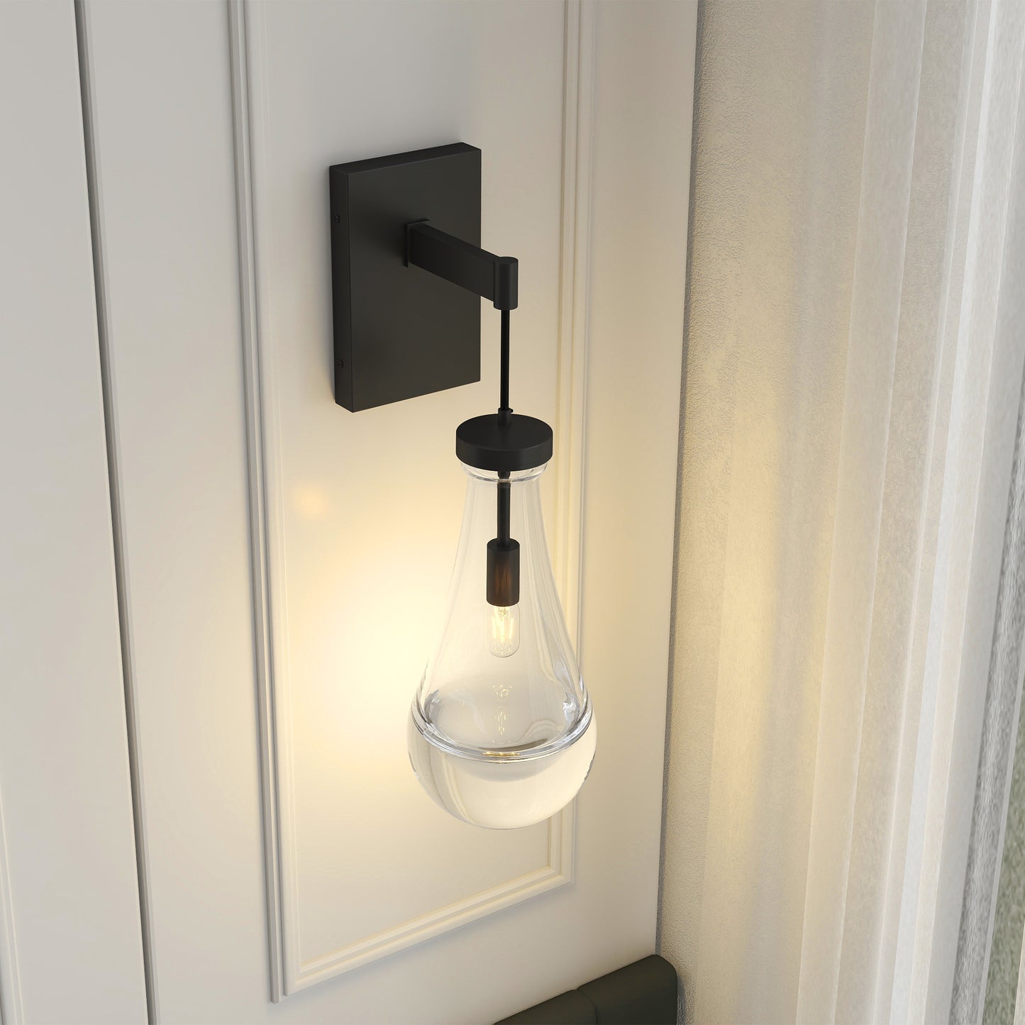 Wall Sconces Set Of Two, Black Dimmable Raindrop Wall Lighting, Modern Bathroom Sconces Wall Lamps Vanity Lighting For Living Room, Wall Lights For Bedroom, Hallway