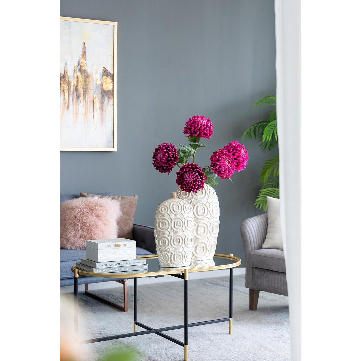 16" Ivory Geometric Bud Ceramic Table Vase