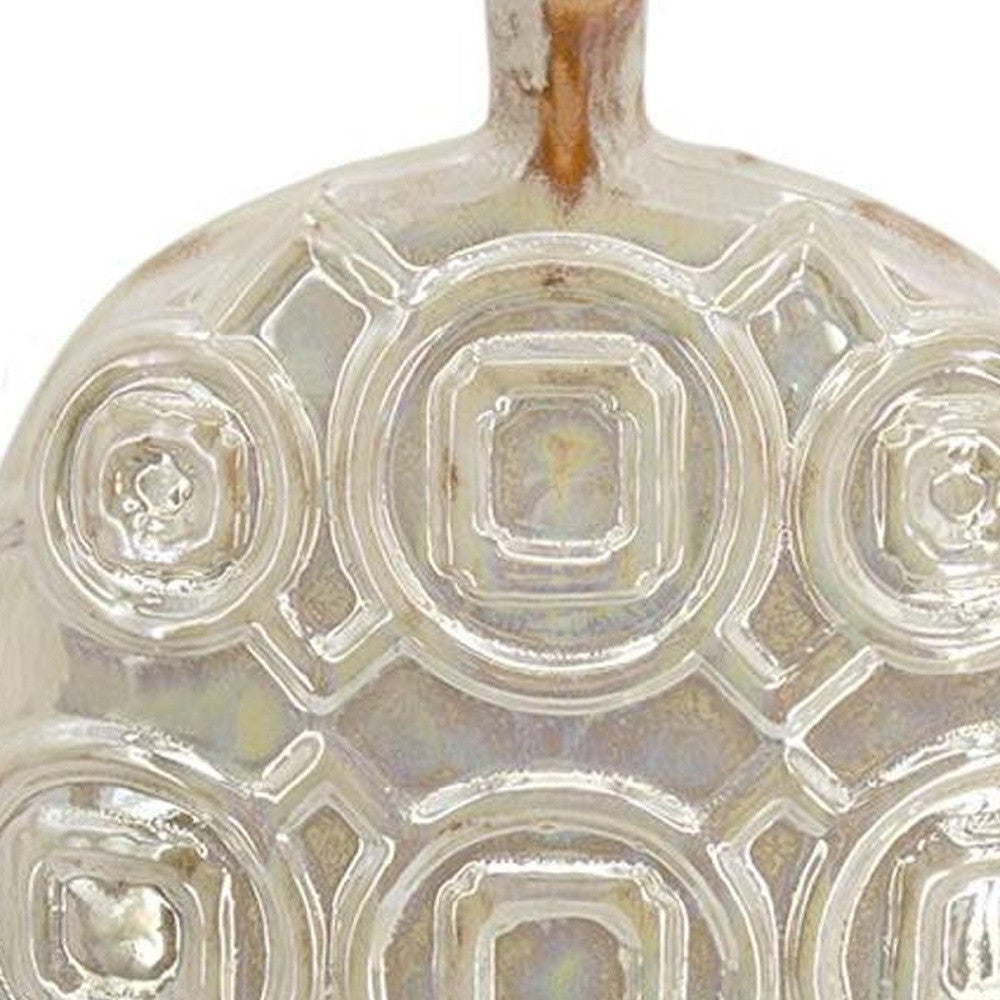16" Ivory Geometric Bud Ceramic Table Vase