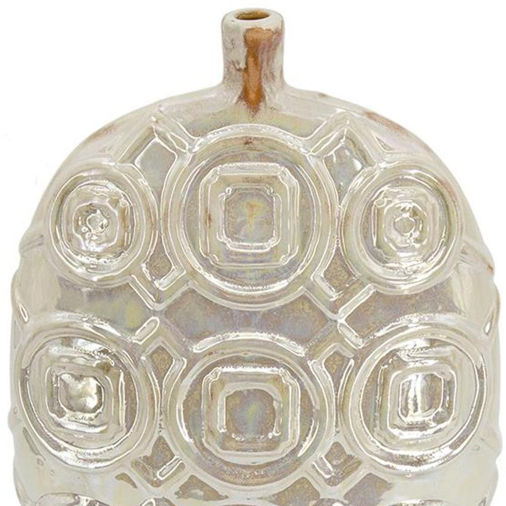 16" Ivory Geometric Bud Ceramic Table Vase