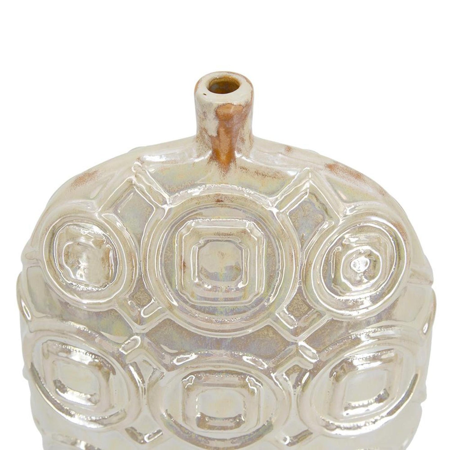 16" Ivory Geometric Bud Ceramic Table Vase