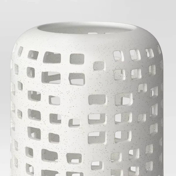 7.17"x6.26" Pillar Ceramic Lantern Candle Holder White