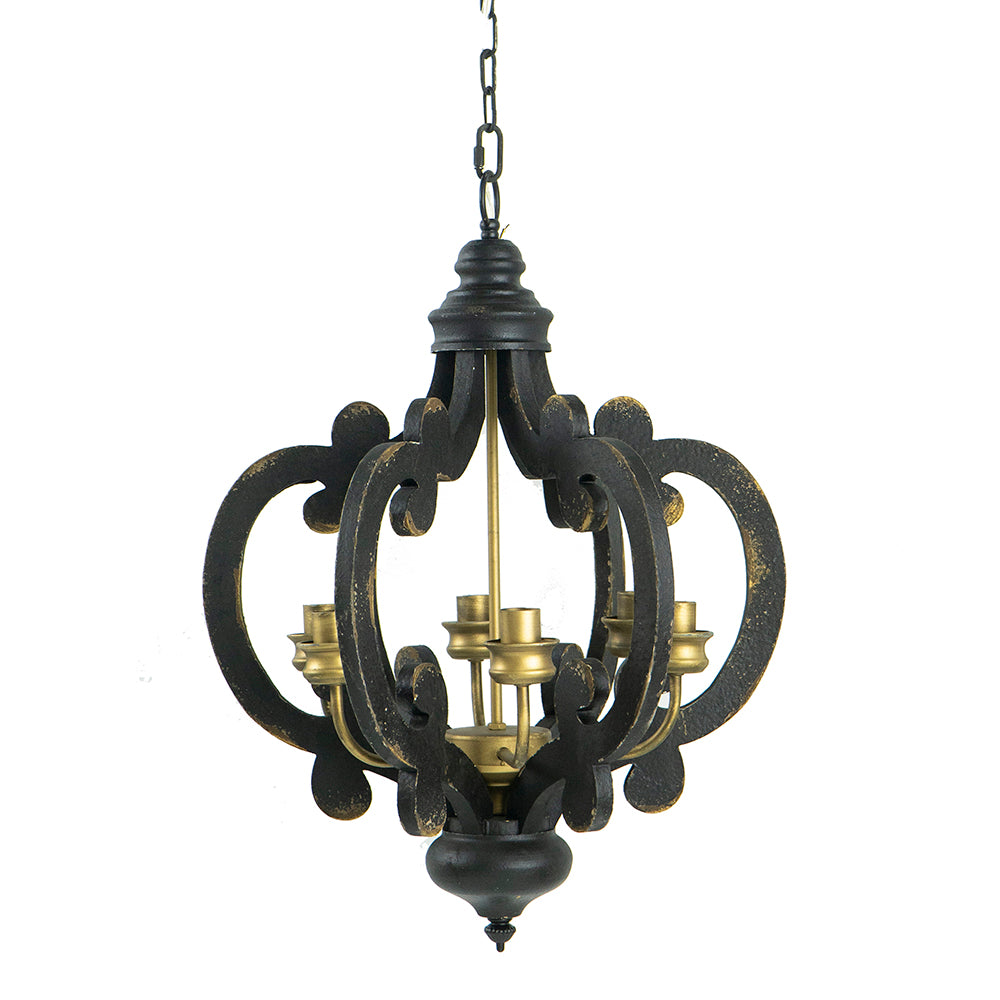 French Country Wood Chandelier  6- Light Farmhouse Pendant Light Fixture With 28   Adjustable Chain For Kitchen Foyer Hallway  Bulb Not Included