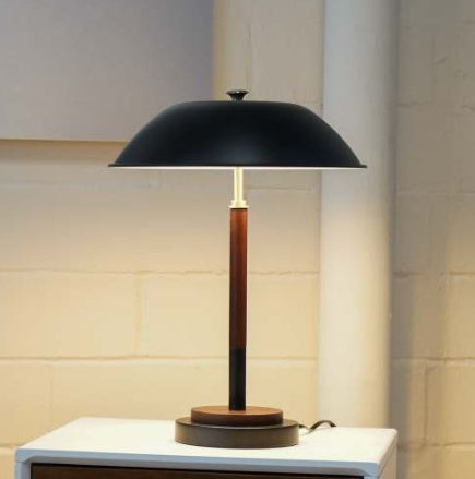High Quality Hotel European Modern Bed Side Nightstand Decorative Led Table Desk Lamp, Cosmiclume Black Umbrella Shaped Table Lamp - Walnut - Bronze 110V