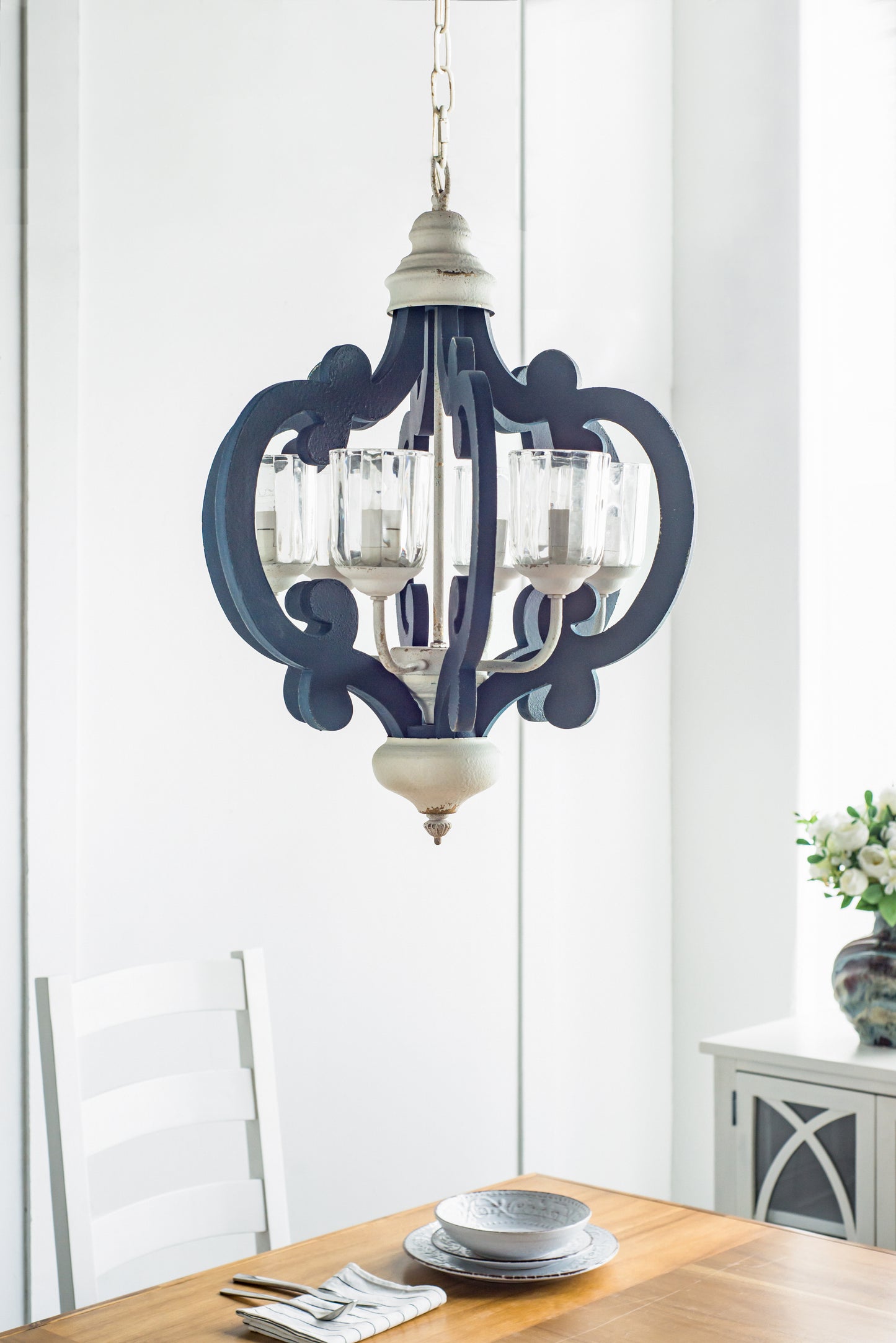 Wood Chandelier 6 -  Light Farmhouse Pendant Lighting Natural Wood Hanging Light Fixture For Kitchen Living Dining Room  Bulb Not Included