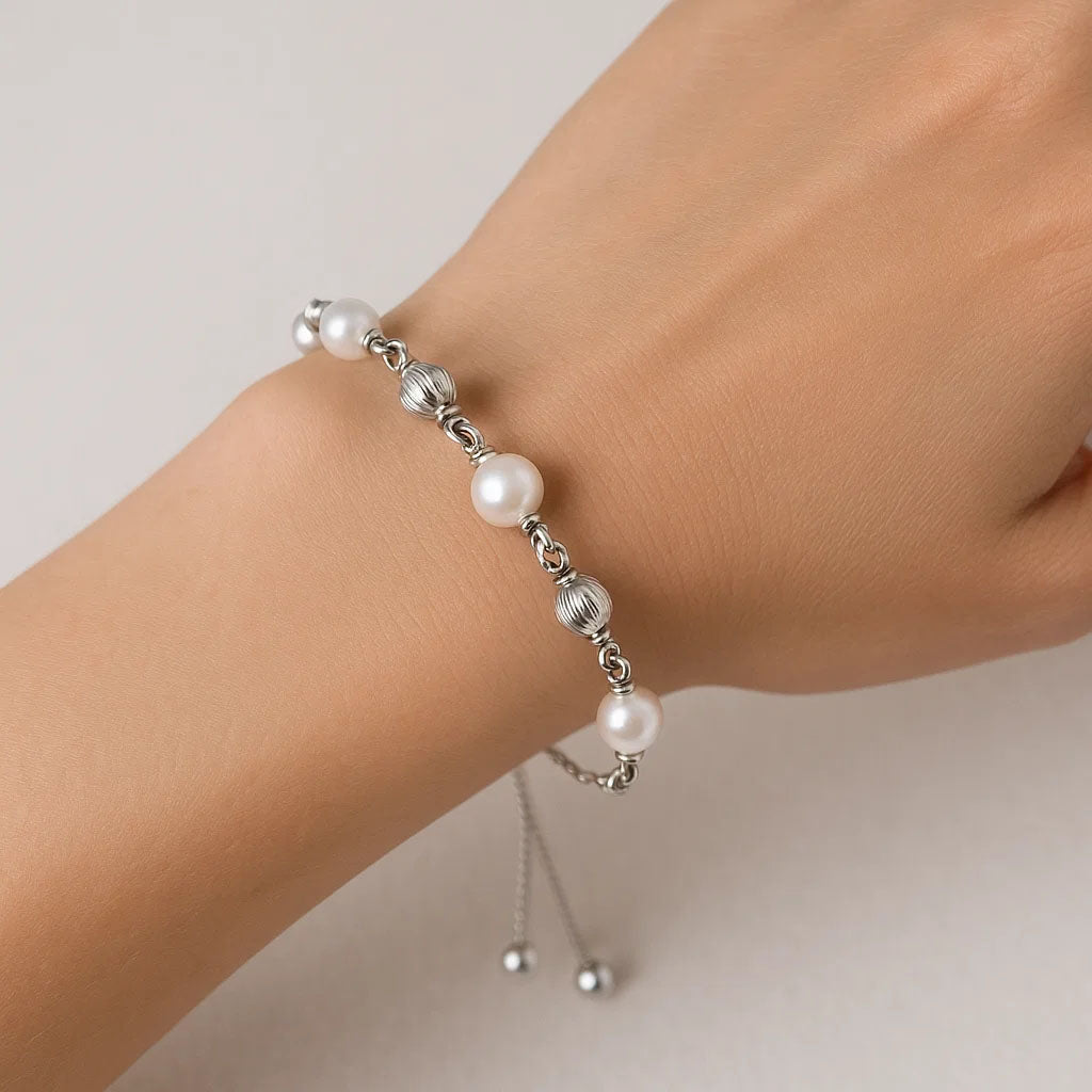 Natural Gemstone 925 Sterling Silver Slider Bracelet - Adjustable