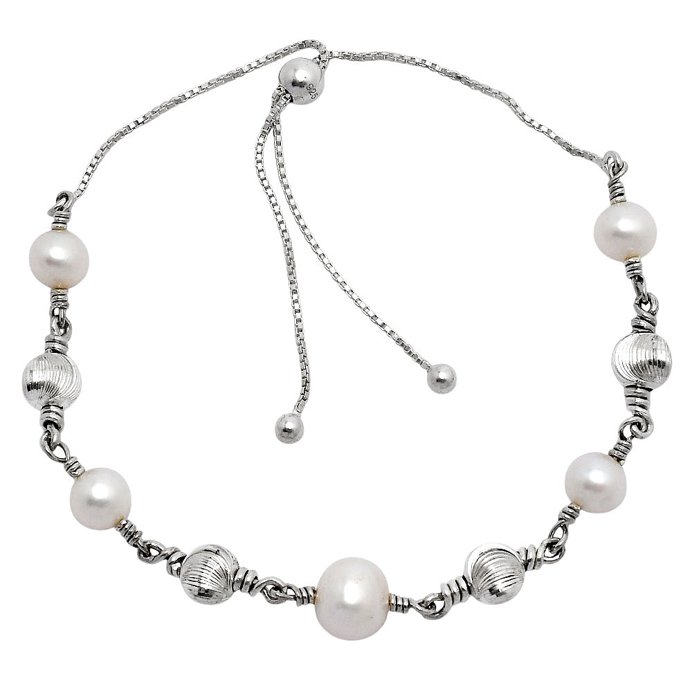 Natural Gemstone 925 Sterling Silver Slider Bracelet - Adjustable