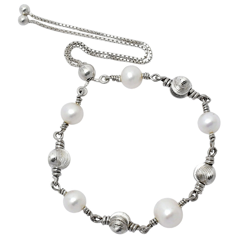 Natural Gemstone 925 Sterling Silver Slider Bracelet - Adjustable