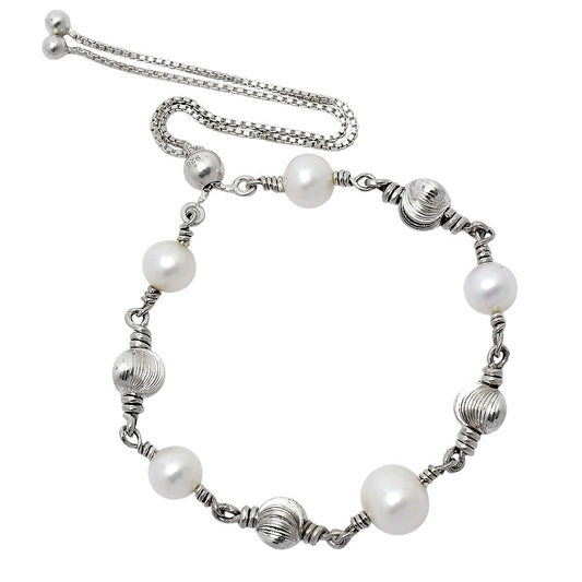 Natural Gemstone 925 Sterling Silver Slider Bracelet - Adjustable