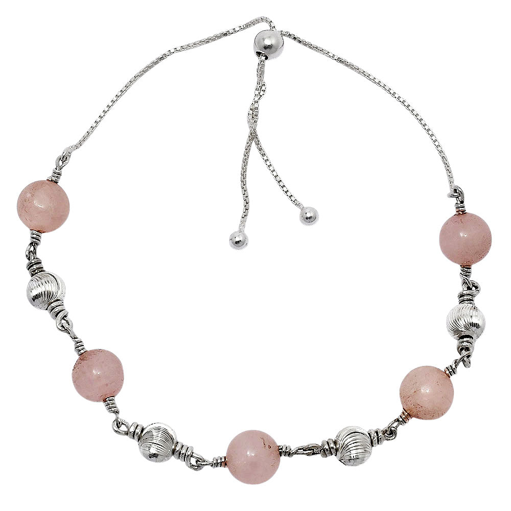 Natural Gemstone 925 Sterling Silver Slider Bracelet - Adjustable