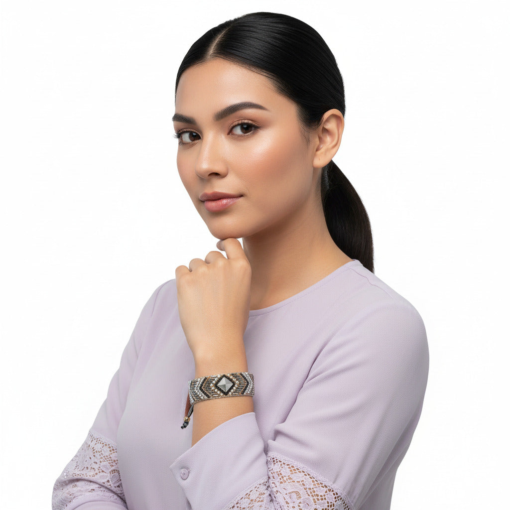 Bohemian Seed Bead Loom Bracelet - Colorful Ethnic Cuff for Women