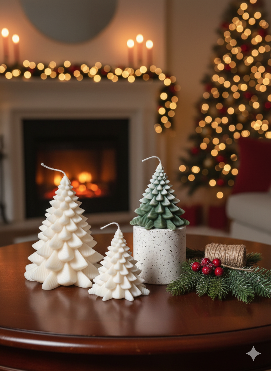 Christmas Fir Tree Candles - Festive Holiday Decor for Your Home-3
