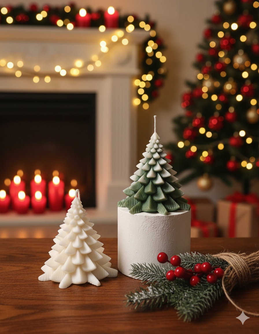 Christmas Fir Tree Candles - Festive Holiday Decor for Your Home-2