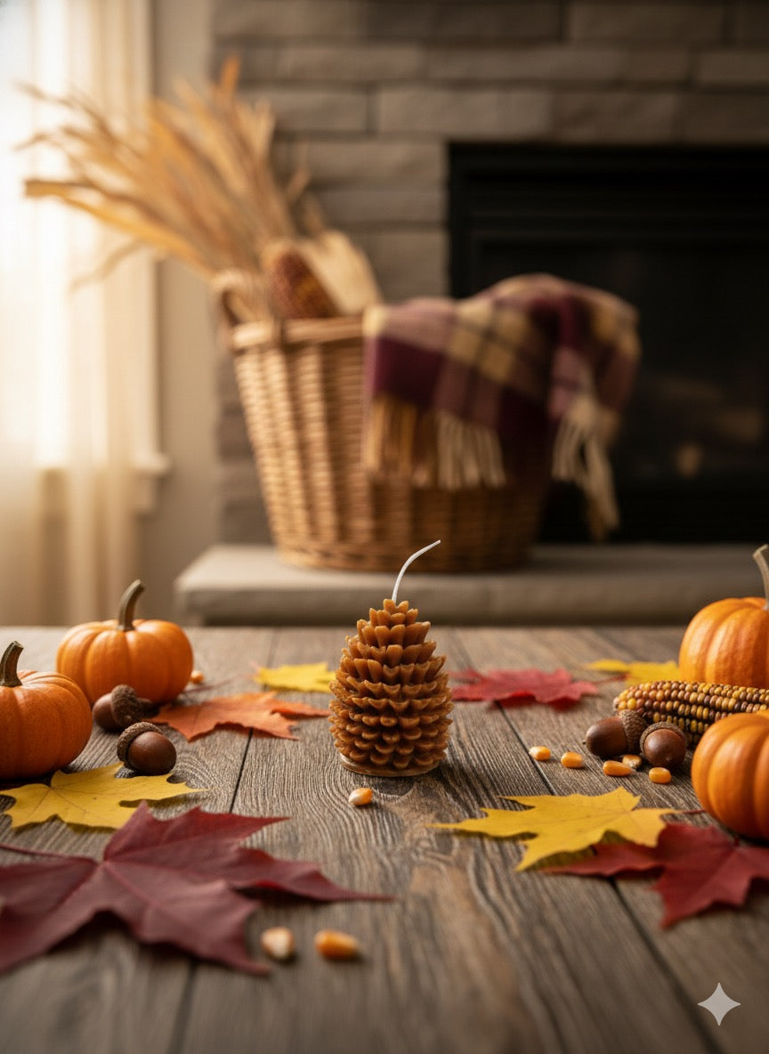 Handmade Pinecone Candle – Rustic Fall Décor-0