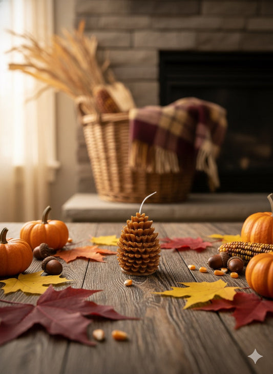 Handmade Pinecone Candle – Rustic Fall Décor-0