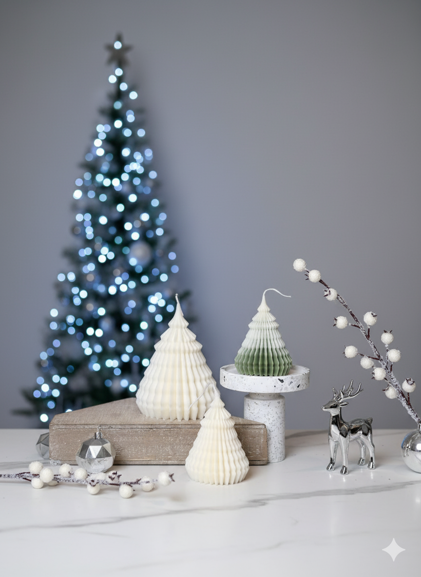 Origami Christmas Tree Candles for Festive Holiday Decor-2