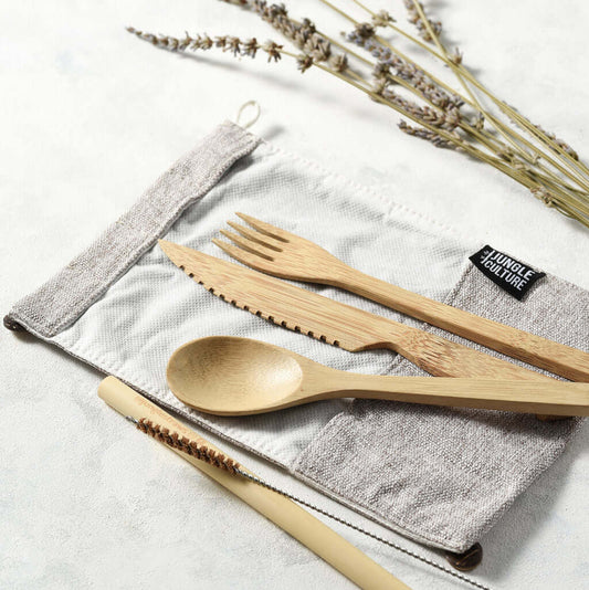 Bamboo Cutlery Set (Brown bag)
