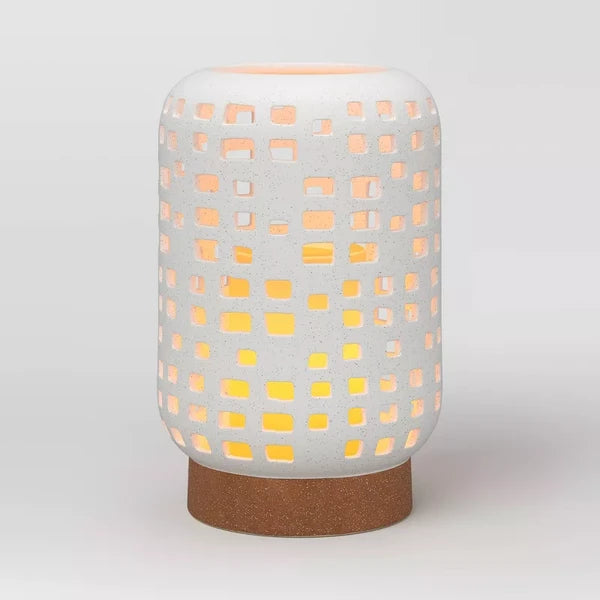 7.17"x6.26" Pillar Ceramic Lantern Candle Holder White