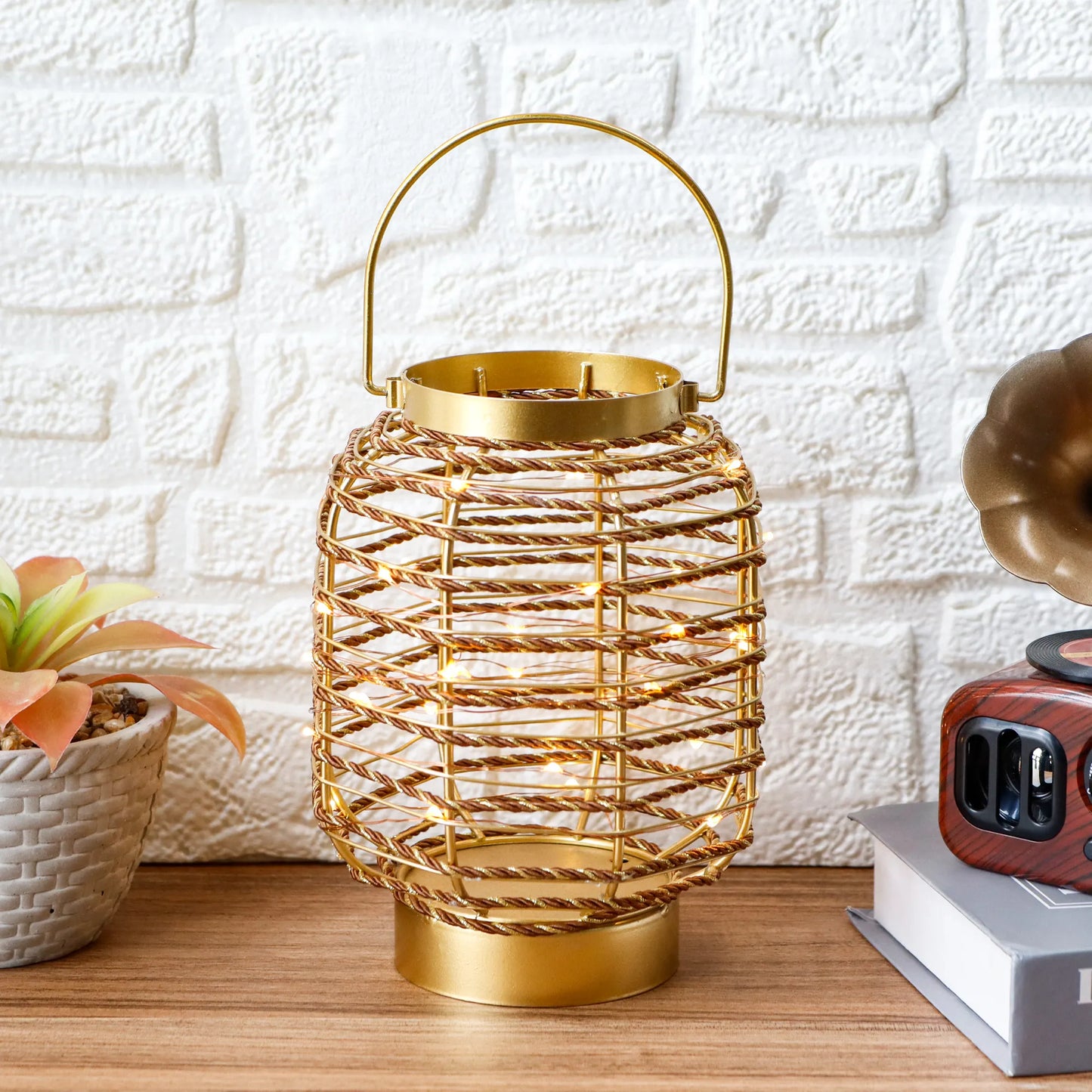 Metal Cage LED Cordless Lamp - Battery Operated Ambient Lighting
