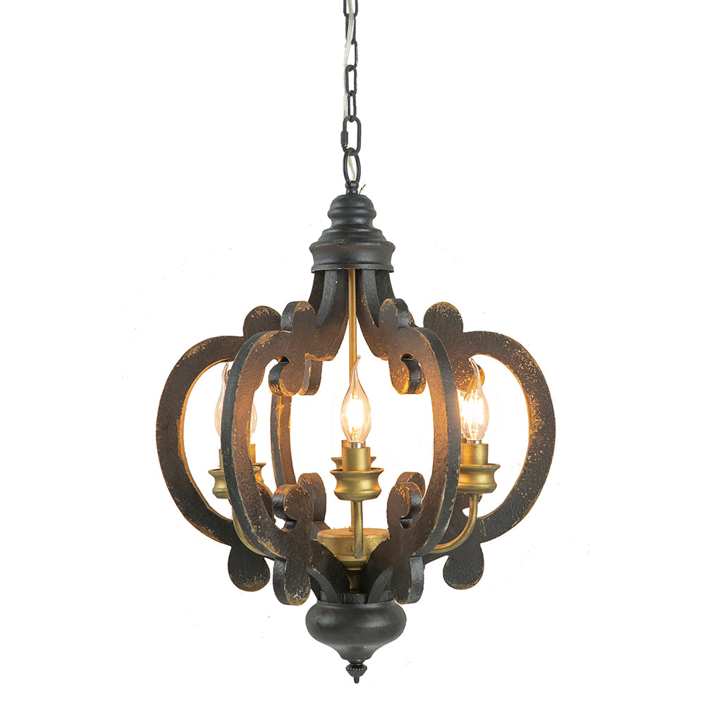 French Country Wood Chandelier  6- Light Farmhouse Pendant Light Fixture With 28   Adjustable Chain For Kitchen Foyer Hallway  Bulb Not Included
