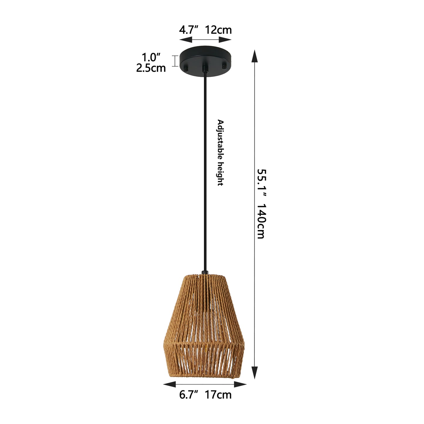 7inch Set Of 3 Rustic Hemp Rope Pendant Light, Handcrafted Farmhouse Hanging Light Fixture, Adjustable Height Ceiling Lamp For Kitchen Island, Dining Room,Or Living Room, Natural Woven Design No Bulbs