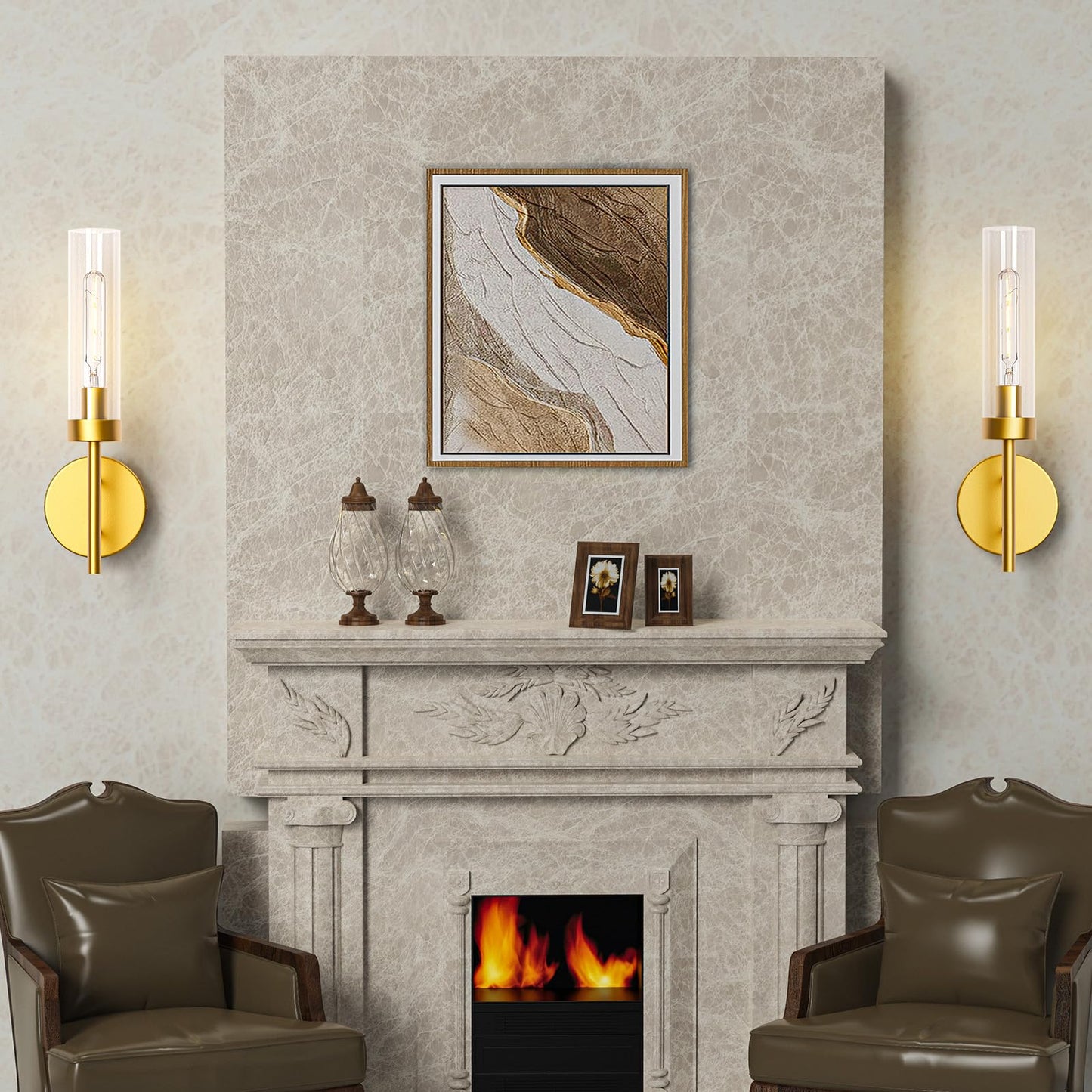 Modern bathroom vanity sconces in gold finish with E26 bulb sockets